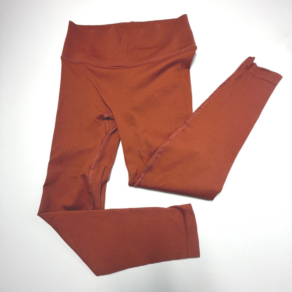 Victoria Sport Ribbed‎ Leggings Womens M High Rise Rust Seamless